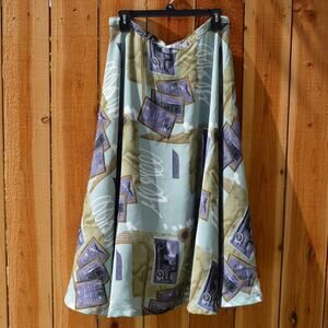 Vintage 1990s Homemade Travel Print Maxi Skirt